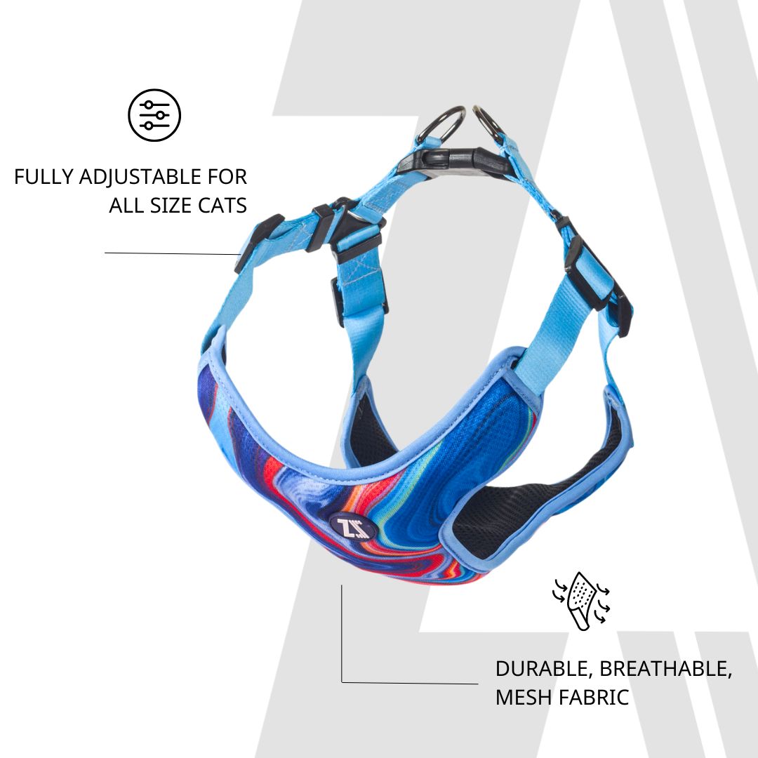 Zoomiez Adjustable Soft Mesh Cat Harness - Fluid