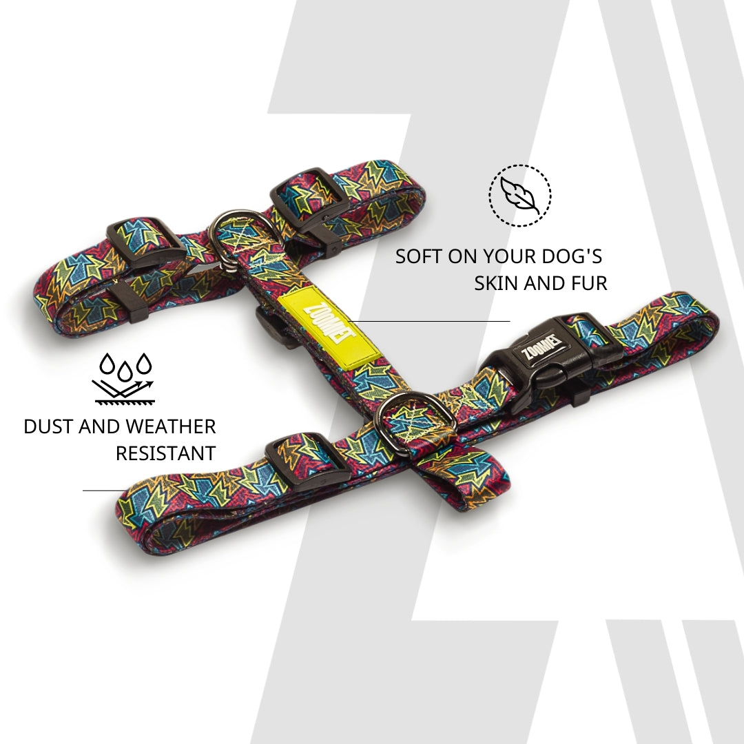 Zoomiez Printed H-Harness For Dogs - Bolt