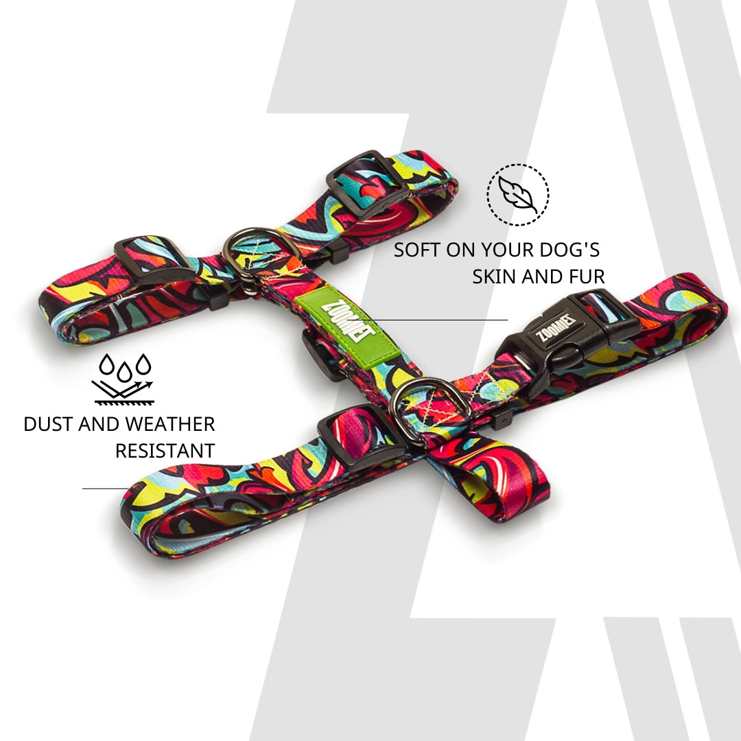 Zoomiez Printed H-Harness For Dogs - Drip