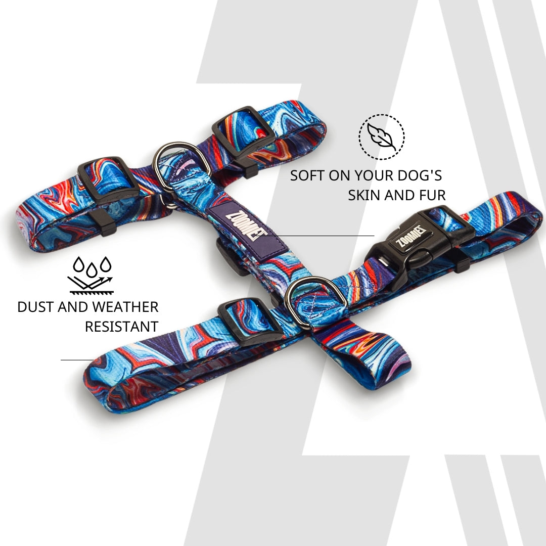 Zoomiez Printed H-Harness For Dogs - Fluid