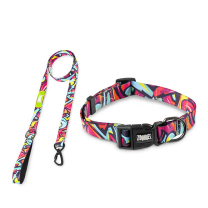 Zoomiez Printed Dog Collar & Leash Co-ord Set - Drip