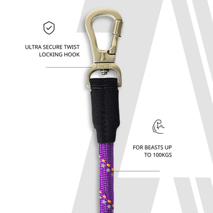 Zoomiez Tuff Leash Rope Dog Leash - Purple