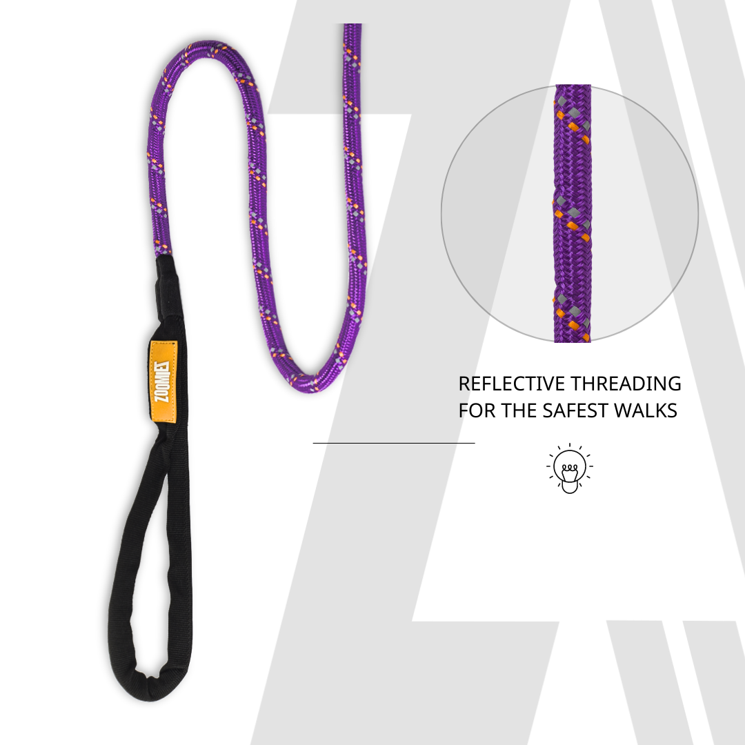 Zoomiez Tuff Leash Rope Dog Leash - Purple