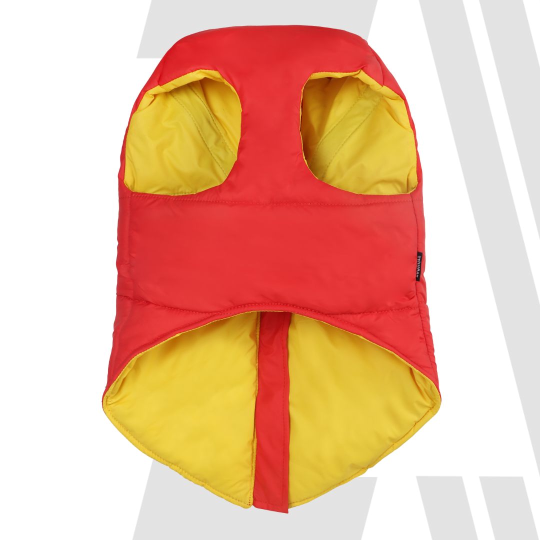 Zoomiez Ultimate Dog Jacket With Built In Harness - Red-Yellow