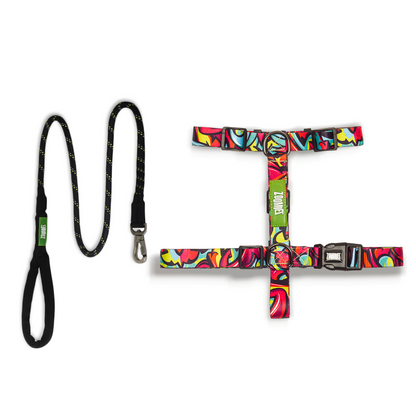 Zoomiez H-Harness & Tuff Leash Co-ord Set - Drip