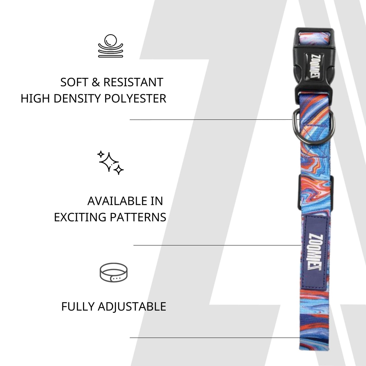 Zoomiez Printed Dog Collar & Leash Co-ord Set- Fluid