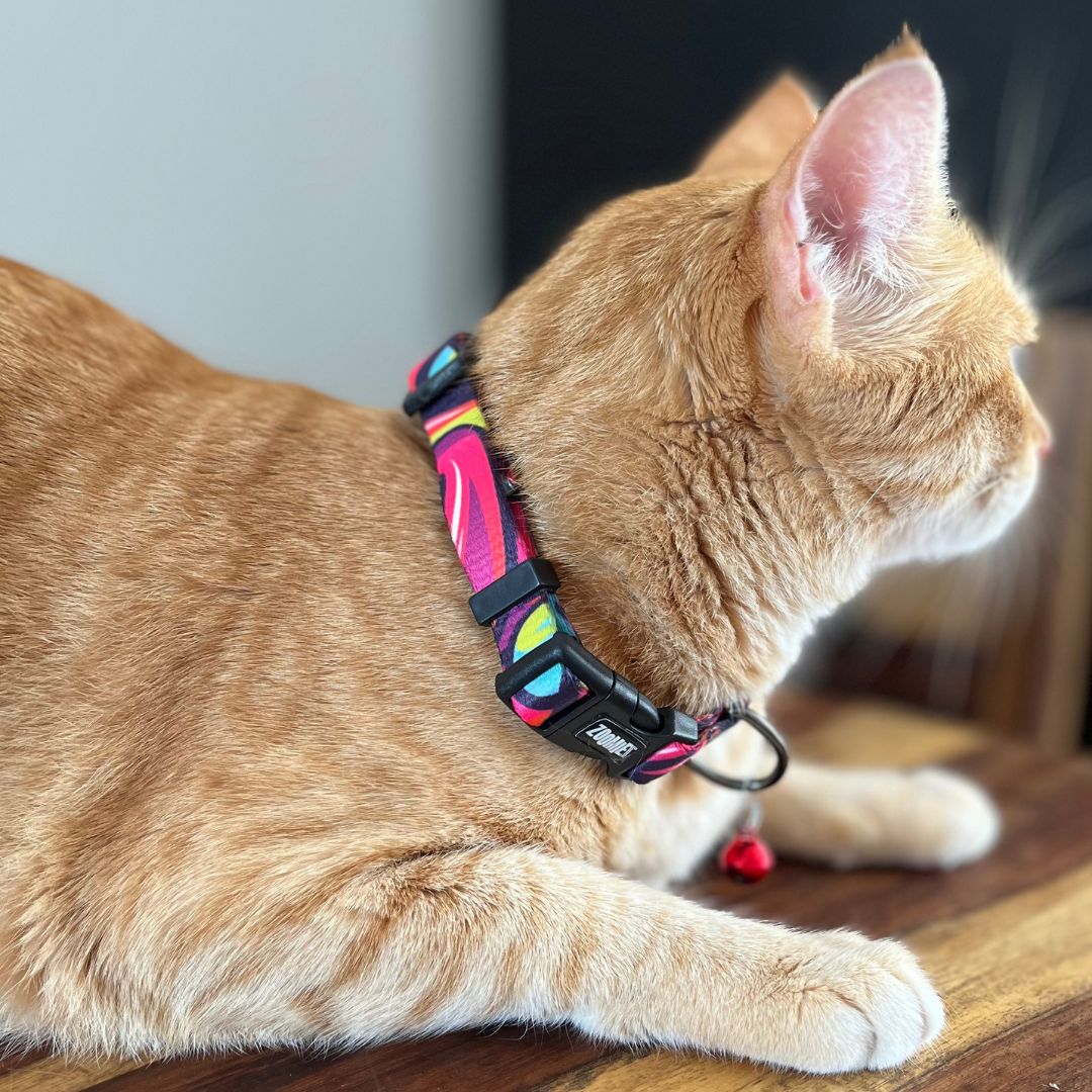 Zoomiez Printed Cat Collar with Bell - Drip