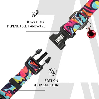 Zoomiez Printed Cat Collar with Bell - Drip