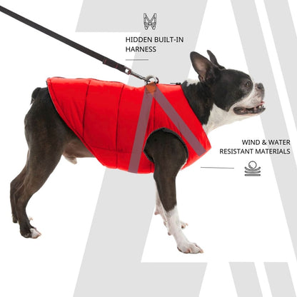 Zoomiez Ultimate Dog Jacket With Built In Harness - Red-Yellow