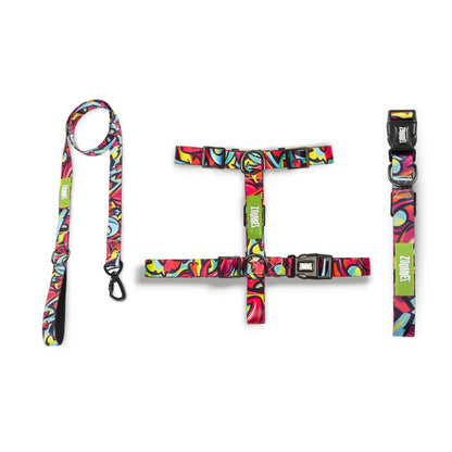 Zoomiez H-Harness, Printed Collar & Tuff Leash Co-ord Set - Drip