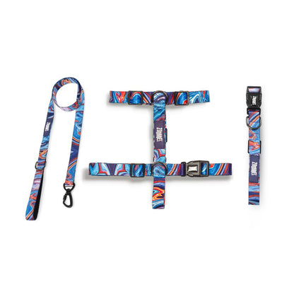 Zoomiez H-Harness, Printed Collar & Tuff Leash Co-ord Set - Fluid