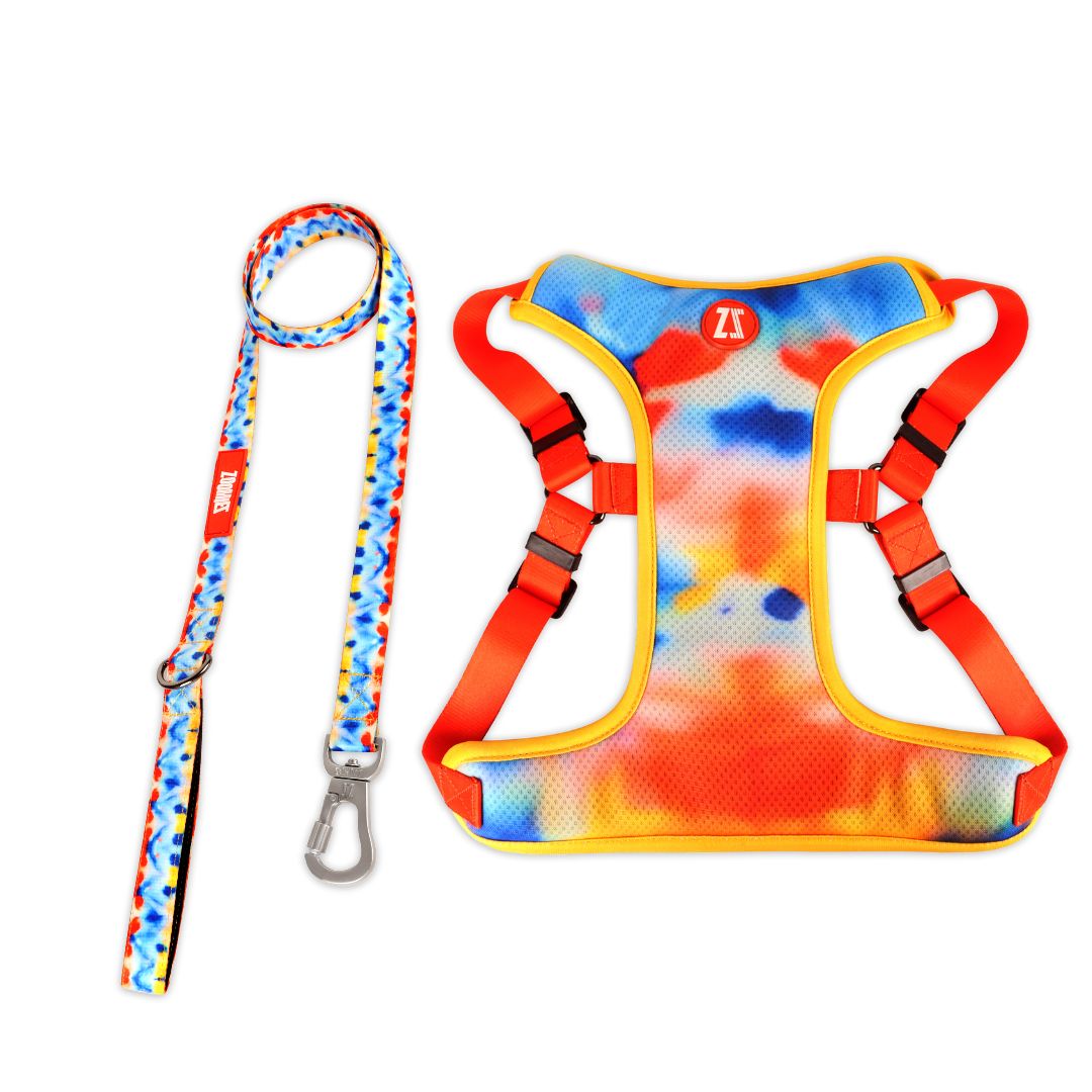 Zoomiez Adjustable Step-in Mesh Dog Harness & Leash Co-ord Set - Splash